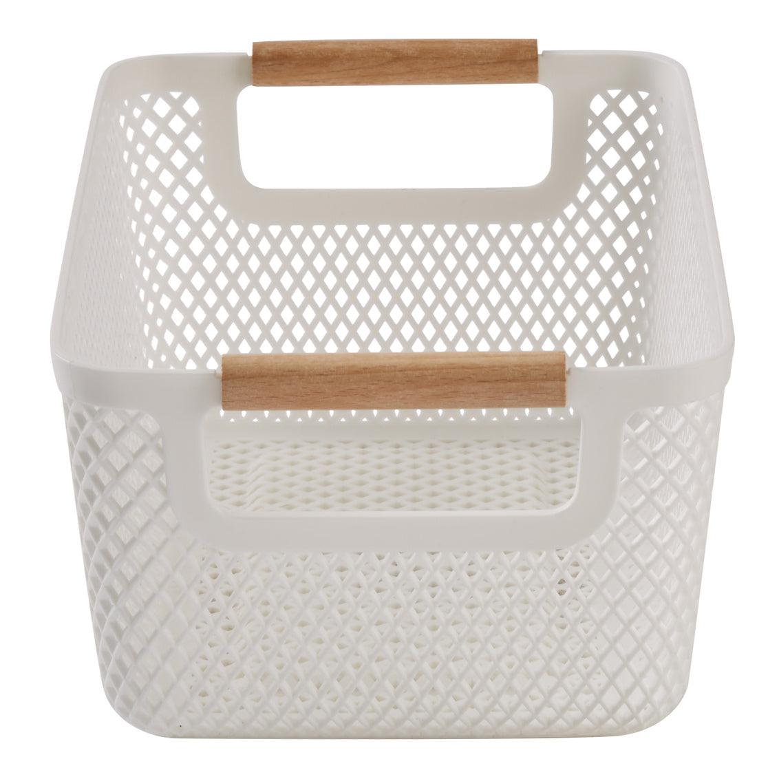 N&T Malla PP Basket with Wooden Handle White Small