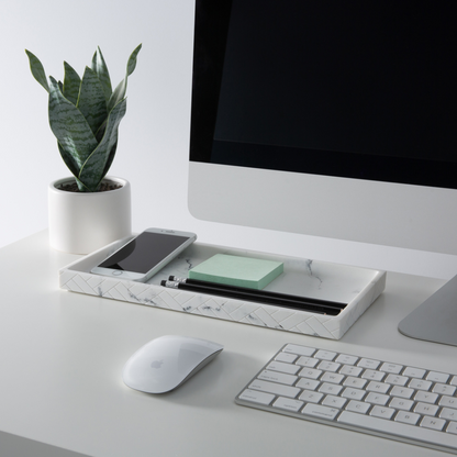 Tripoli Tray Resin Herringbone Grey Marble