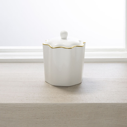 Pavona Cotton Jar Porcelain White/Gold