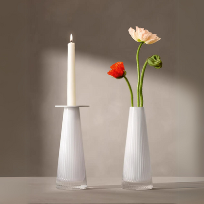 Beacon Candle Holder/Vase H8.75in White/Chalk White