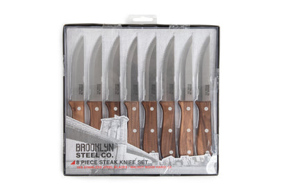 8Pc Jumbo Steak Knives Walnut