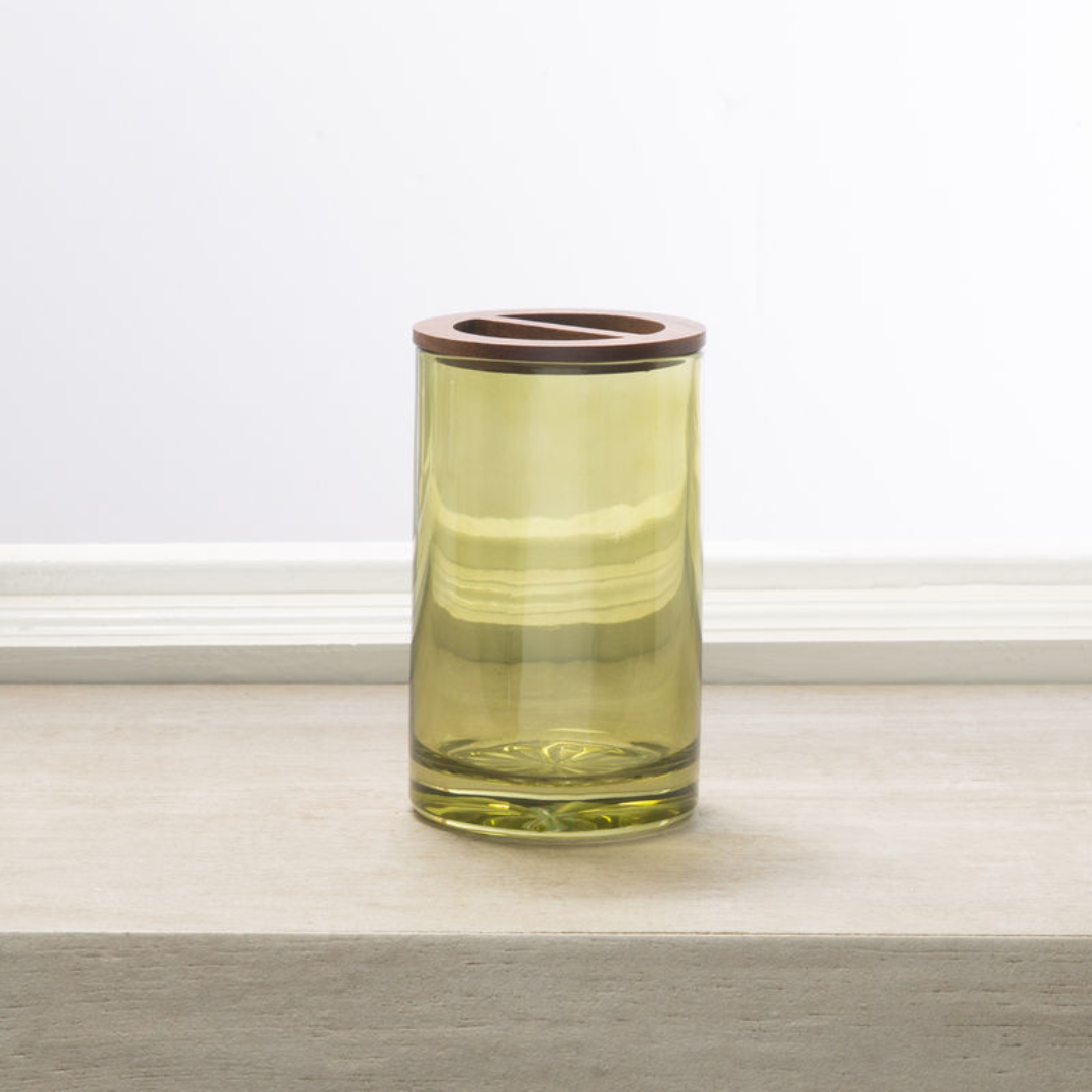 Vaso Toothbrush Holder Glass /Acacia Pump Green