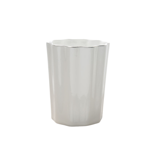 Pavona Waste Basket Porcelain White/Silver