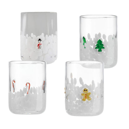 Set of 4 Handmade Holiday Glasses
