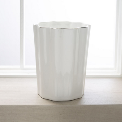 Pavona Waste Basket Porcelain White/Silver