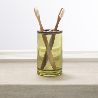 Vaso Toothbrush Holder Glass /Acacia Pump Green