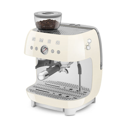 50s Retro Style Aesthetic Semi-Automatic Espresso Coffee Machine- Cream