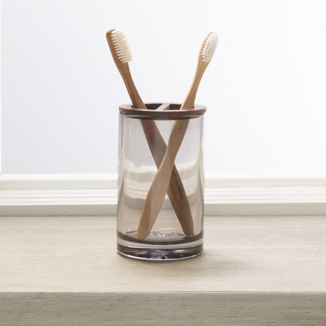 Vaso Toothbrush Holder Glass /Acacia Pump Grey