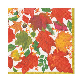 Swirling Leaves White Luncheon Napkins