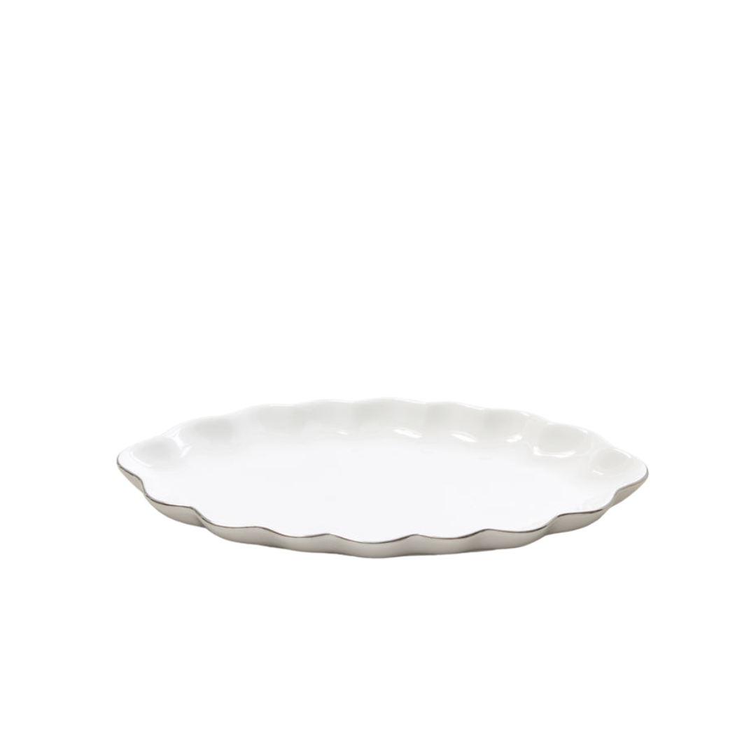 Pavona Tray Porcelain White/Silver