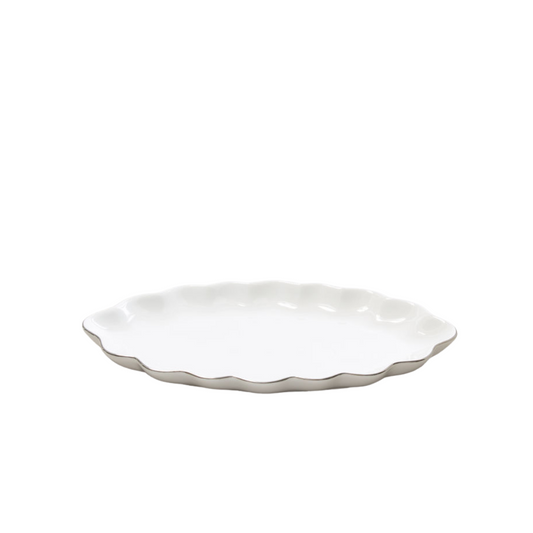 Pavona Tray Porcelain White/Silver