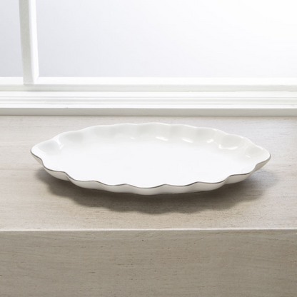 Pavona Tray Porcelain White/Silver