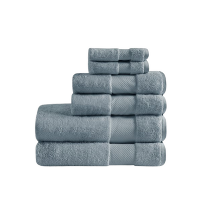 Turkish Cotton 6 Piece Bath Towel Set - Blue