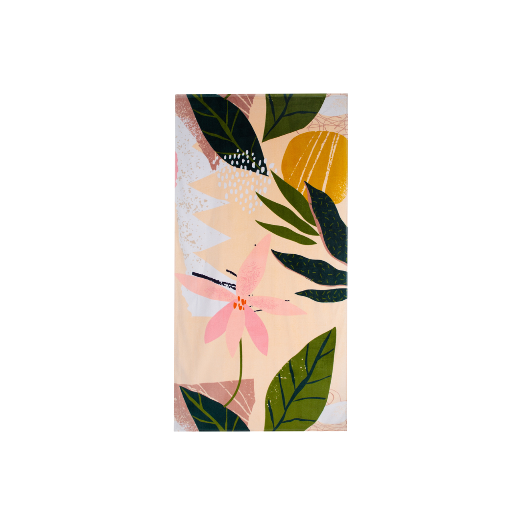 Tropical Flower Velour Beach Towel 32" x 64"