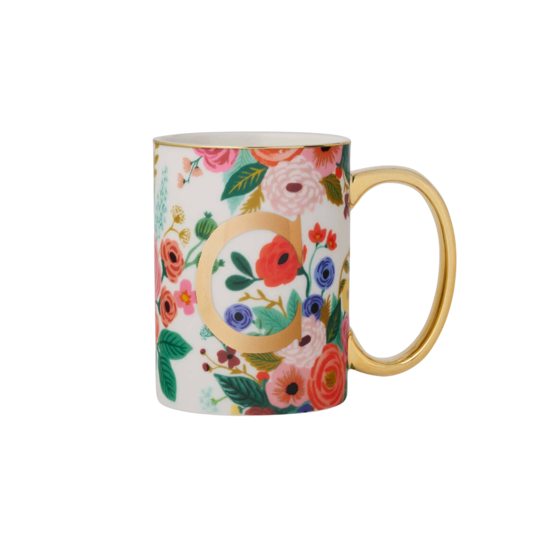 Garden Party Porcelain Monogram Mug - C