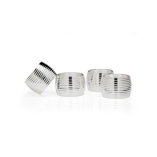 Ribbed Napkin Ring - Silver Set of 4