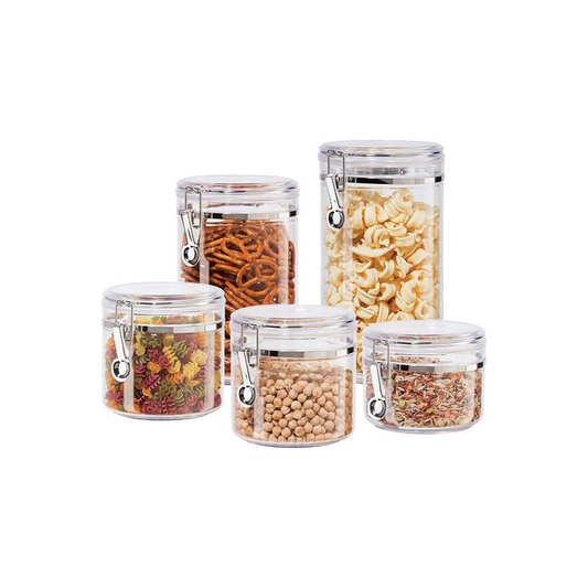 Set of 5 Clear Clamp Canisters