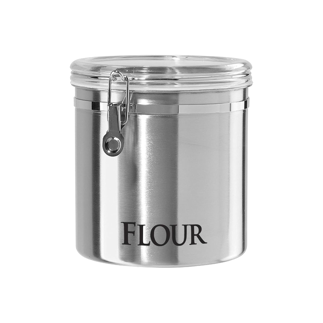 Stainless Steel Jumbo 8"  "FLOUR" Clamp Canister