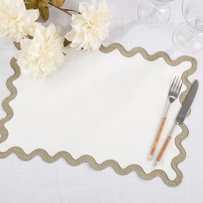 Stone Washed Scallop Placemat 13x19 Set of 4
