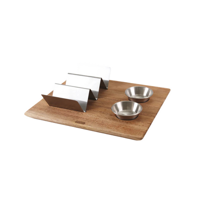 Taco Board Acacia / With 2 Cups And A Holder
