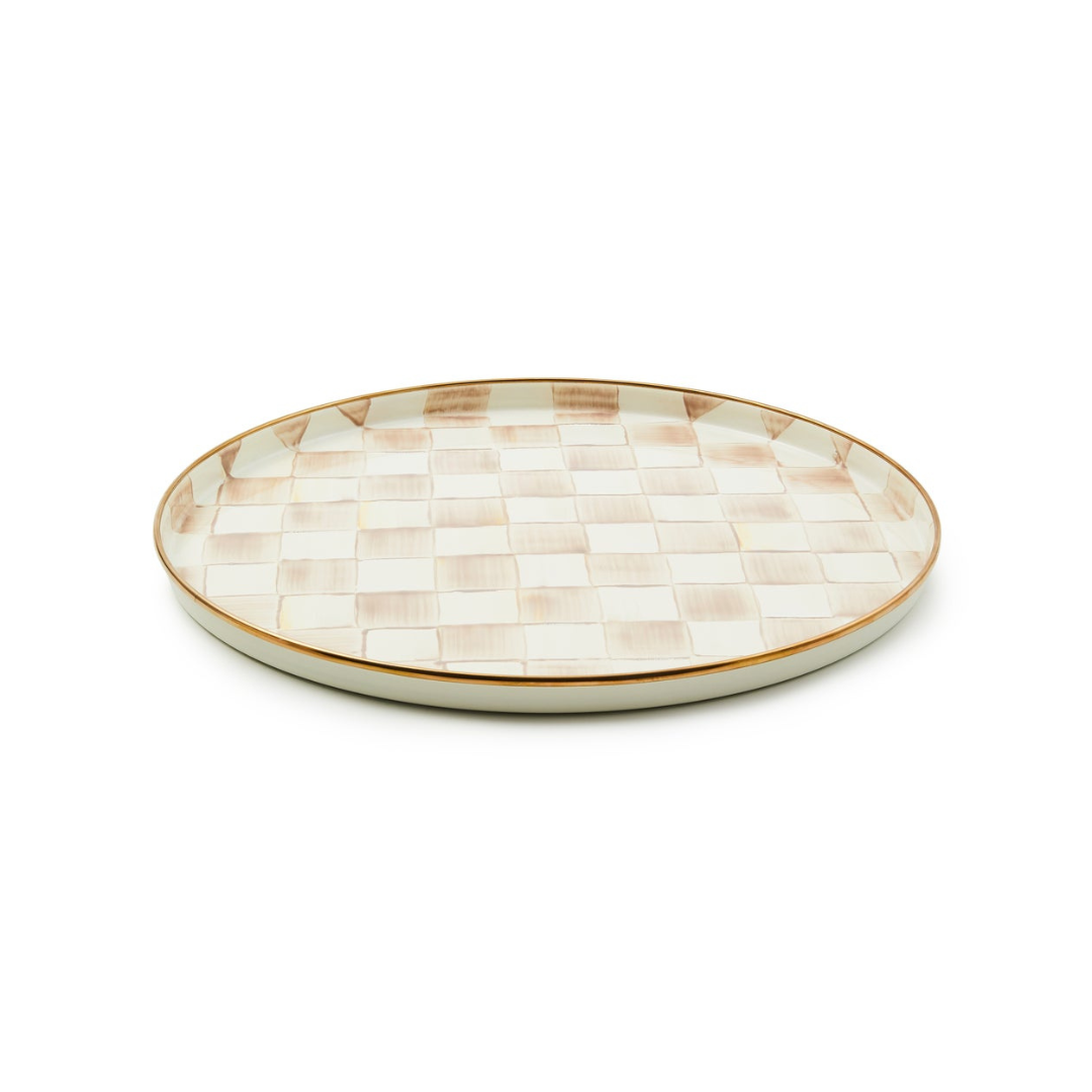 Mocha Check Round Tray