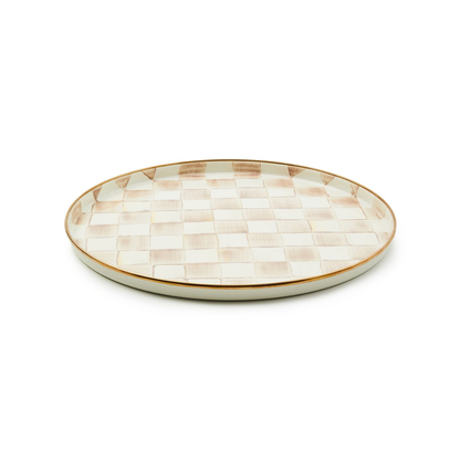 Mocha Check Round Tray