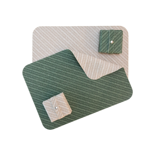 St. Tropez Reversible Rectangular Placemat - Diagonal Beige / Green Set of 4