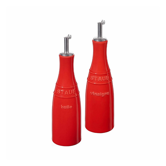 2 Piece Ceramic Oil and Vinegar Set - Cherry