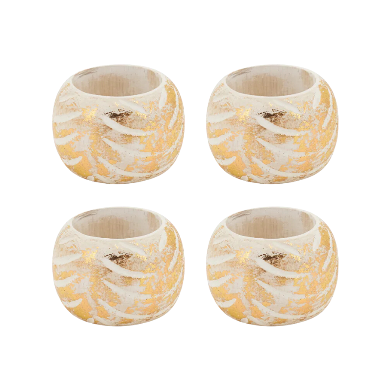 Anillo para servilletas de madera con estampado metalizado