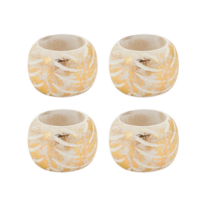 Anillo para servilletas de madera con estampado metalizado