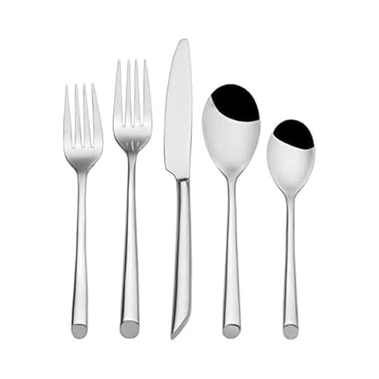 Wave Flatware Service for 4, 26 Piece Set, 18/0 Stainless Steel + 6 Pieces for Little Bites (Infants)