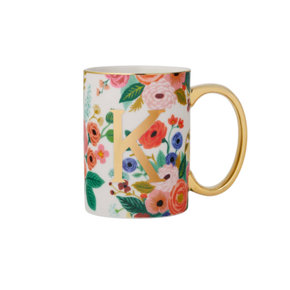 Garden Party Porcelain Monogram Mug - K