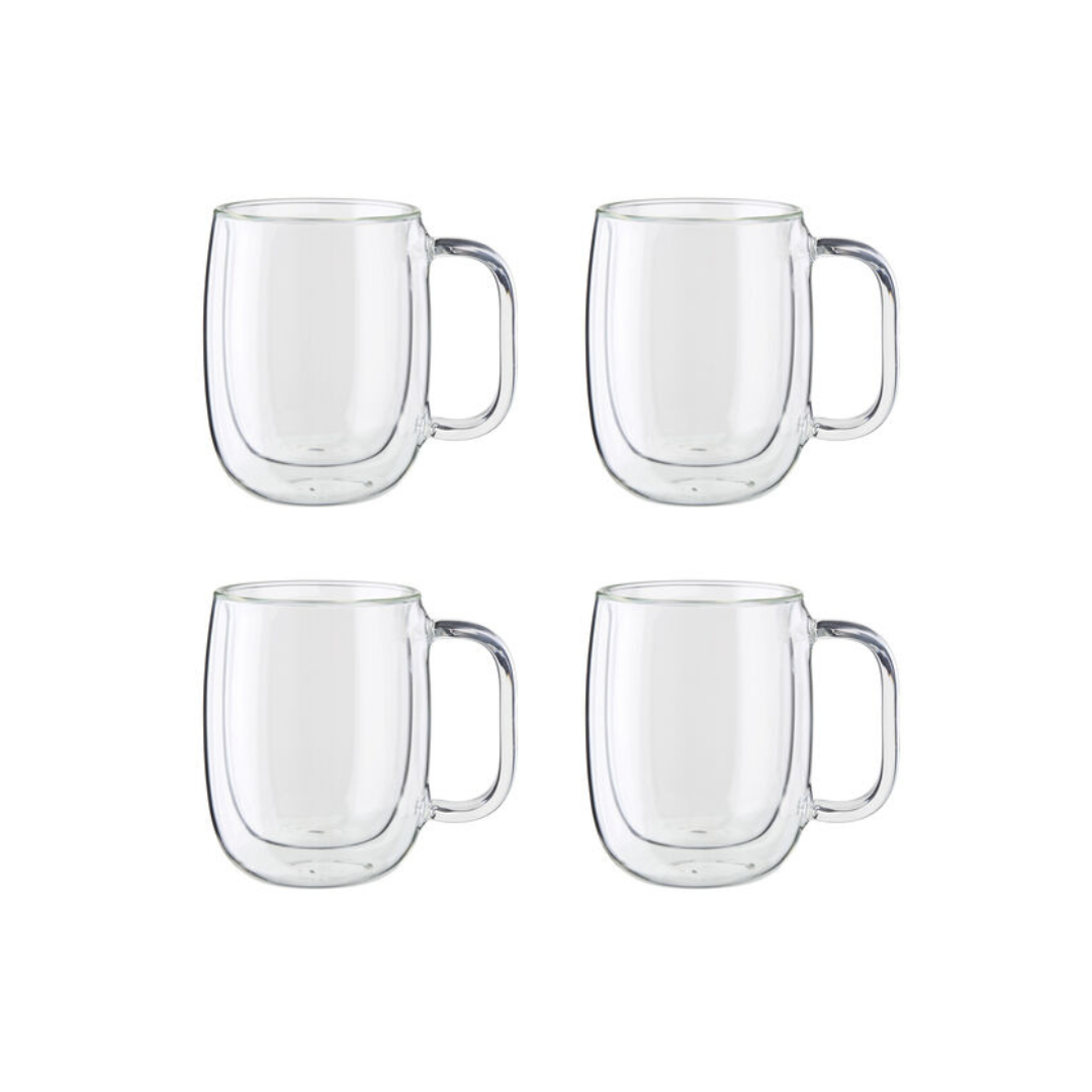 Sorrento Plus 4-pc Double Wall Glass Coffee Mugs