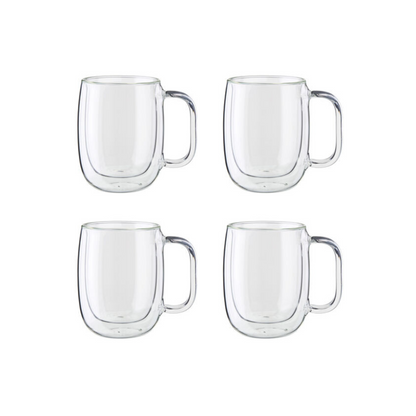 Sorrento Plus 4-pc Double Wall Glass Coffee Mugs
