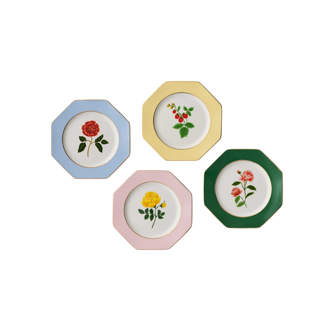 Roses Porcelain Dessert Plate Set