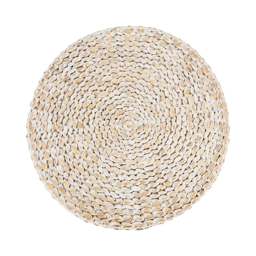 Foil Print Water Hyacinth Placemat 15" Gold Set Of 4