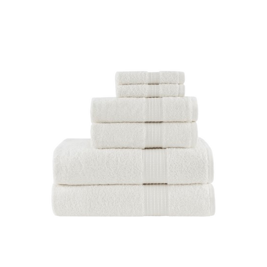 Organic 6 Piece Organic Cotton Towel Set - White