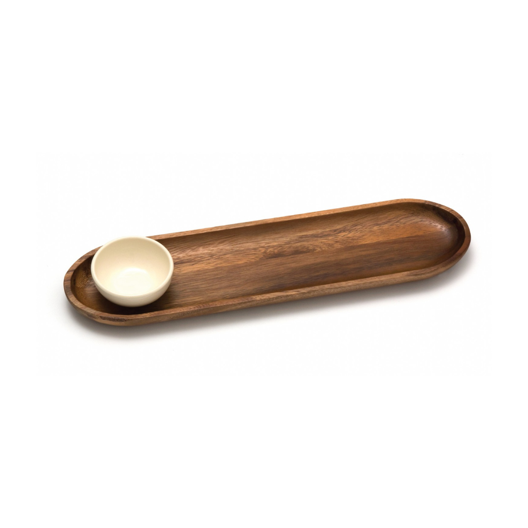 Acacia Bread Board with Ceramic Bowl