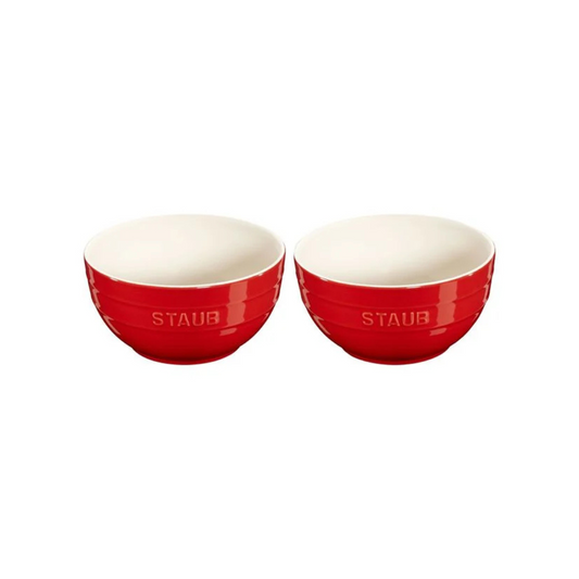 Staub Ceramic 6.5-Inch Large Universal Bowl Set of 2, Cherry