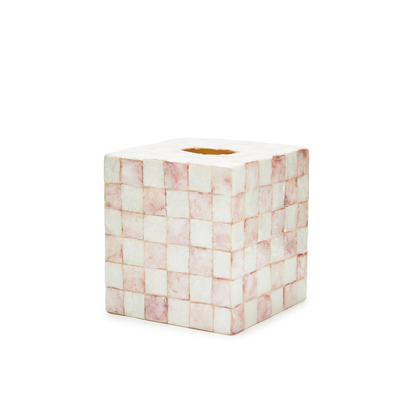 Rosy Check Capiz Boutique Tissue Box Cover