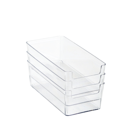 N&T 3pk Small Rectangle Storage Bins 110Gg PET Clear