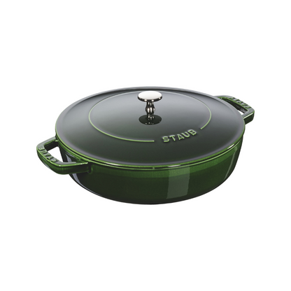 Braisers 11", Round Cast Iron Saute Pan - Basil-Green