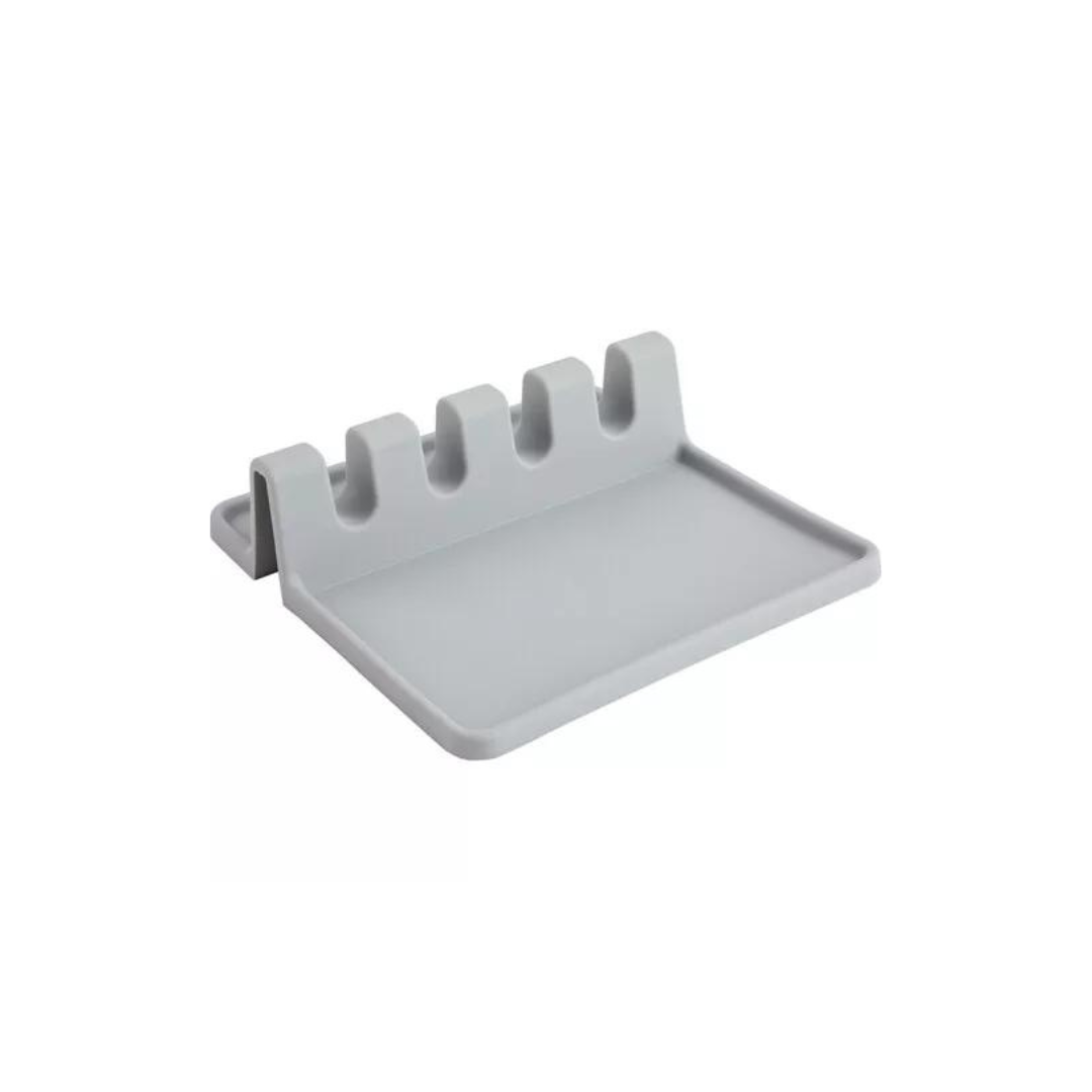 4 - Slot Silicone Utensil Rest - Pewter