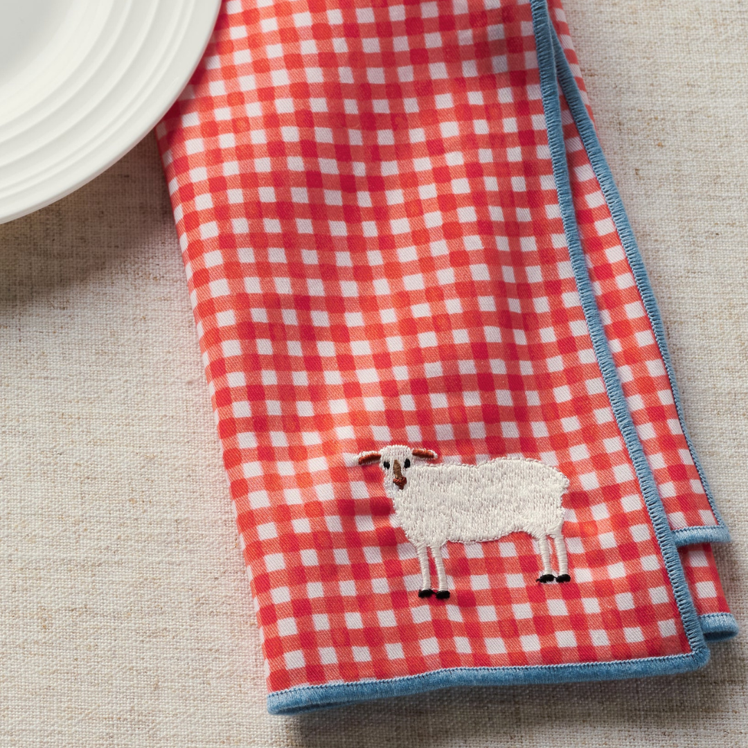 Home Sweet Home Embroidered Cotton Napkins, Assor