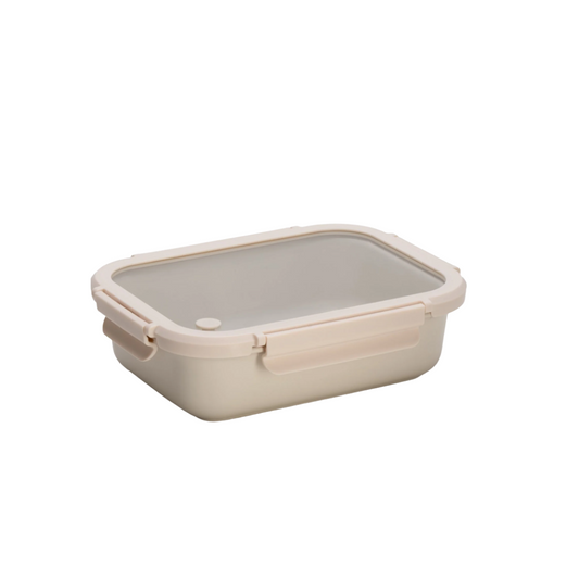 Glossy Solid Stoneware Container With Tempered Glass Lid (Cannoli Creme) - 24 oz