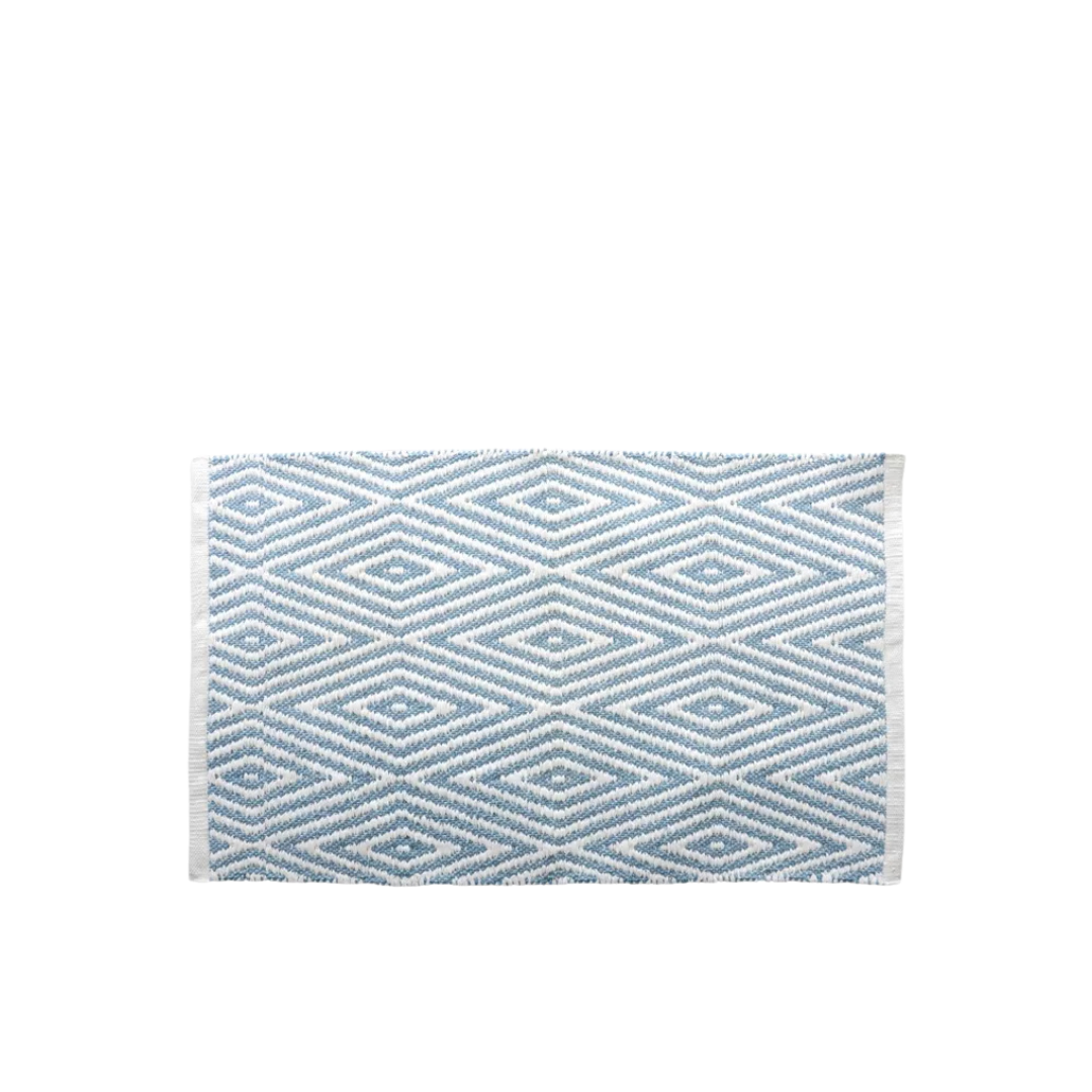 Oxford Bath Mat Cotton Blue/White 20" x 32" Gsm 1720