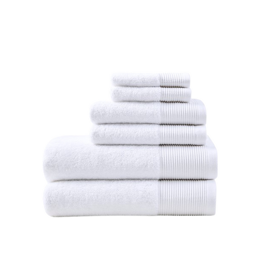 Nuage Cotton Tencel Blend Antimicrobial 6 Piece Towel Set - White