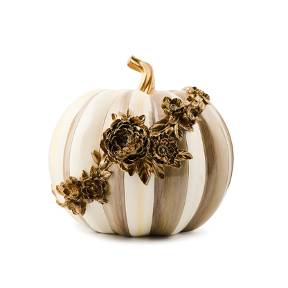 Mocha Stripe Floral Garland Pumpkin