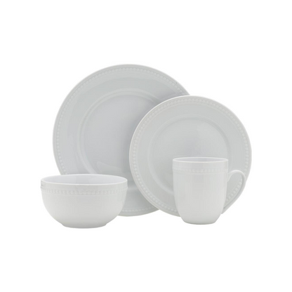 Everyday White® Beaded 16 Piece Dinnerware Set, Service for 4