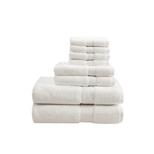 800GSM 100% Cotton 8 Piece Towel Set - Cream